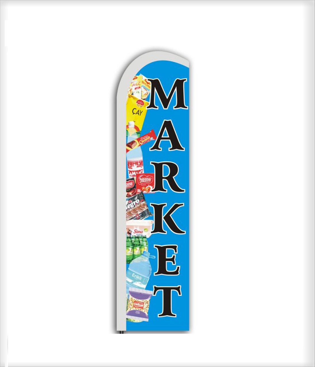-MARKET- Yelken Bayrak Sadece KUMAŞ (75x300 cm) Mavi
