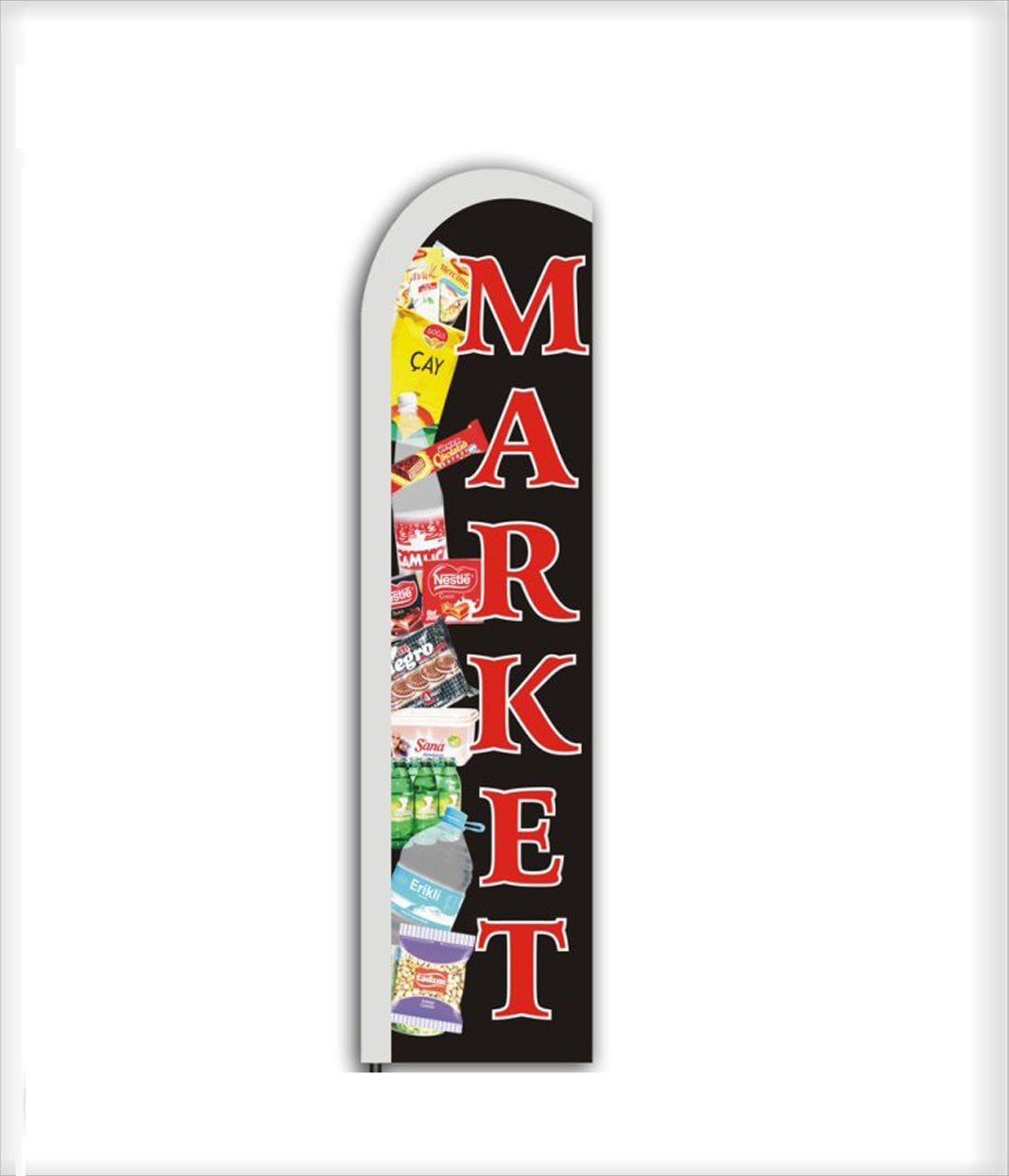 -MARKET- Yelken Bayrak Sadece KUMAŞ (75x300 cm) Siyah