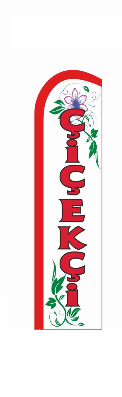 -ÇİÇEKÇİ- Yelken Bayrak (Sadece KUMAŞ 75x300 cm) Kırmızı