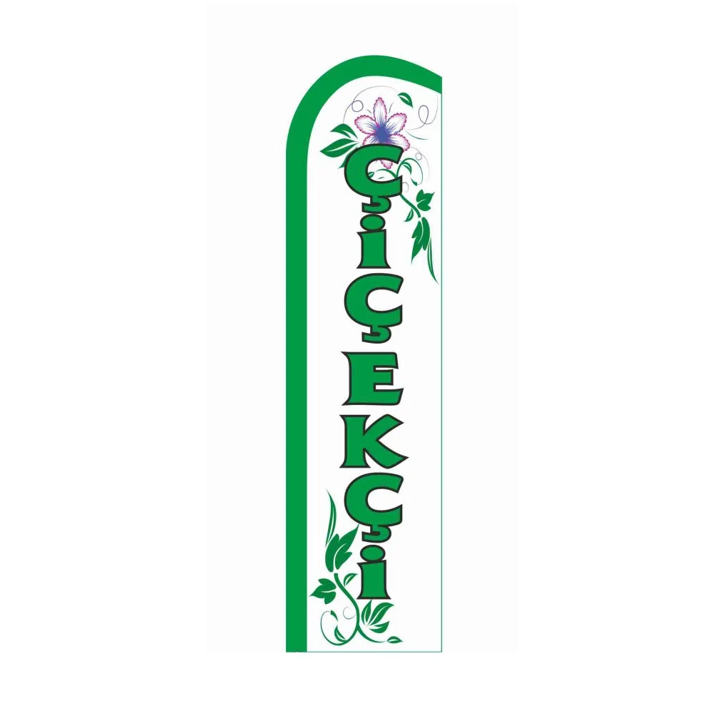 -ÇİÇEKÇİ- Yelken Bayrak (Sadece KUMAŞ 75x300 cm) Yeşil
